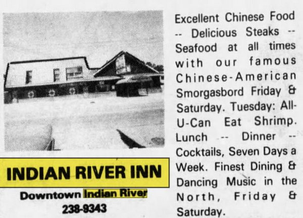 Indian River Inn (Brass Rail Bar & Grill) - Sept 1979 Ad (newer photo)
